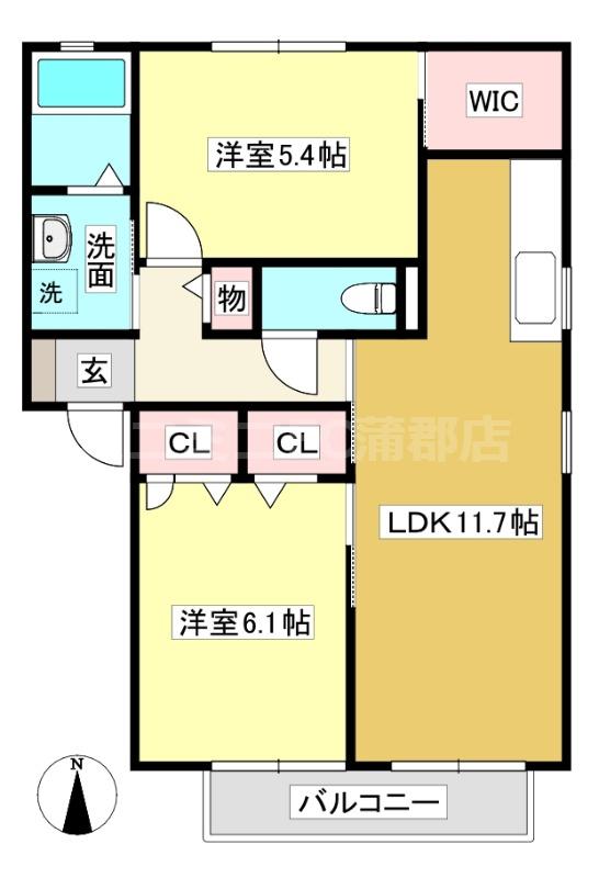 インフィニIII(2LDK/1階)の間取り写真