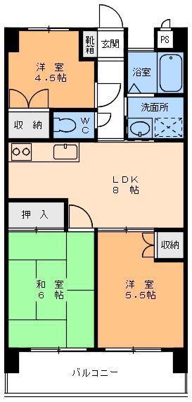 コーポラスSAYA(3LDK/2階)の間取り写真