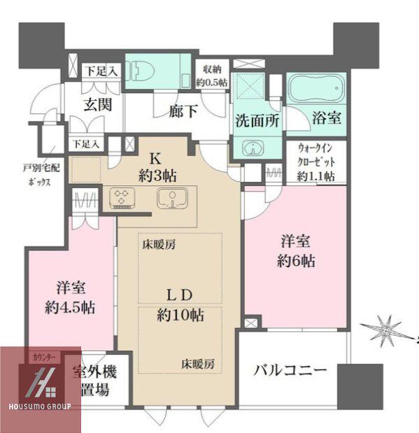 ザ・パークハウス大阪梅田タワー(2LDK/27階)の間取り写真