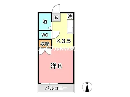 マイ・ディアライフ浜(1K/2階)の間取り写真