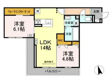 ヒロ・ブランシェ(2LDK/2階)の間取り写真