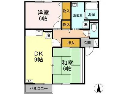 マ・メゾン・樹庭夢II(2DK/2階)の間取り写真