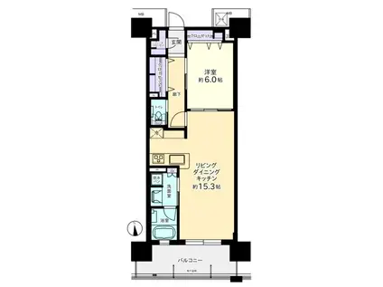 プレミア高岡駅前レジデンス(1LDK/13階)の間取り写真