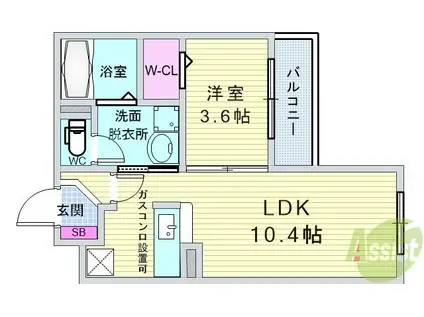 GRANDE REIZ(1LDK/2階)の間取り写真
