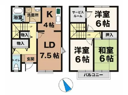 フェスタ山崎(3LDK/1階)の間取り写真