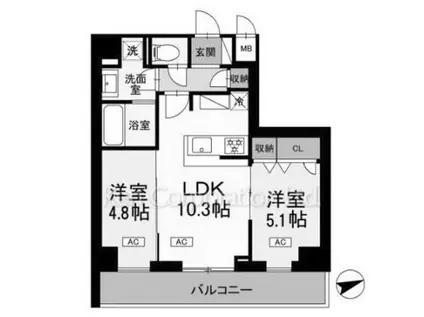 ロイジェント南池袋(2LDK/5階)の間取り写真