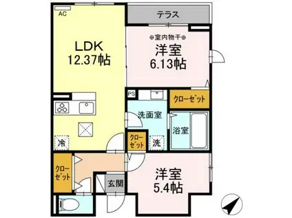 エクセリア早宮(2LDK/1階)の間取り写真