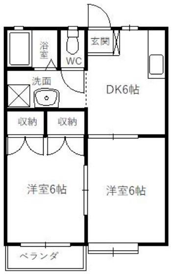 ハイツハイブリッジ(2DK/1階)の間取り写真