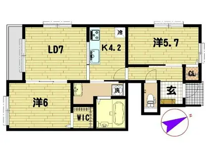 アムール久喜A棟(2LDK/1階)の間取り写真