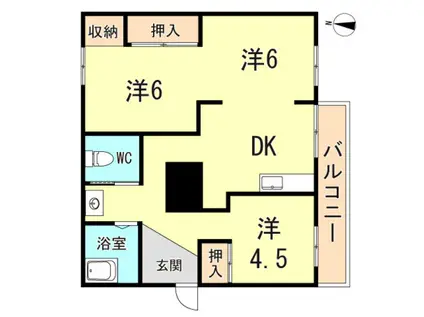 杭瀬団地4号棟(3DK/3階)の間取り写真