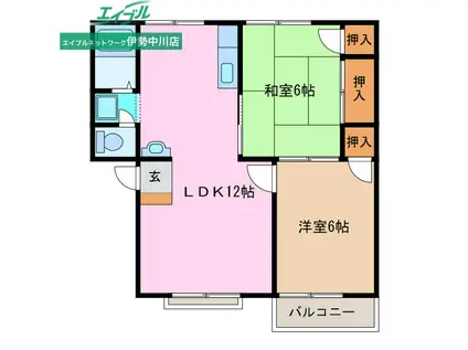 宝野ハイツ(2LDK/1階)の間取り写真