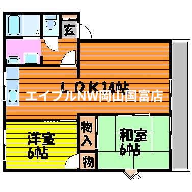 フレグランスイヌマルB(2LDK/2階)の間取り写真