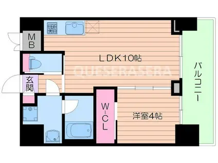 ノルデンハイム天満橋(1LDK/3階)の間取り写真