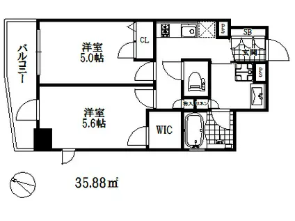 エステムコート神戸元町2リザーブ(2K/12階)の間取り写真