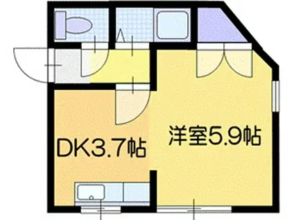 白い風船(1DK/2階)の間取り写真