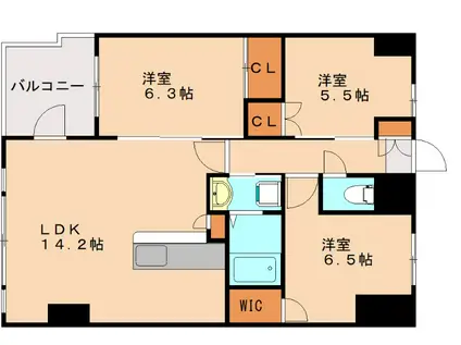 S-RESIDENCE伊都ATTIRANT(3LDK/8階)の間取り写真