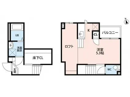 CB七里アウル(1K/2階)の間取り写真