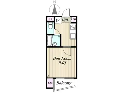 ヴェリテ桜新町(1K/4階)の間取り写真