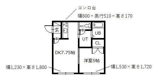 イーストリッチ6.5(1DK/1階)の間取り写真