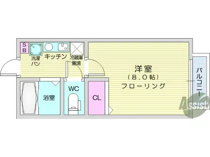 メゾンアルファ(1K/2階)の間取り写真