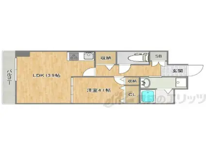 セレノスクエア(1LDK/2階)の間取り写真