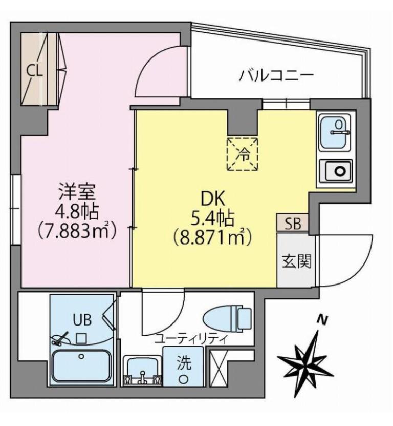 MOCA(1DK/8階)の間取り写真