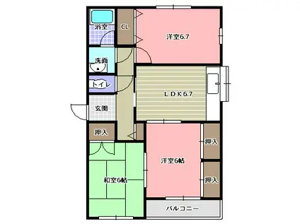 マロンハイツ(3DK/1階)の間取り写真