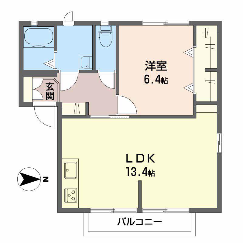プレヴ・ナンス C(1LDK/2階)の間取り写真