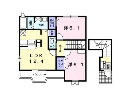 エクセル伍番館(2LDK/2階)の間取り写真