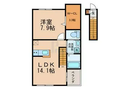 メゾンヒロ(1LDK/3階)の間取り写真