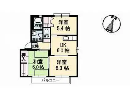 シャーメゾン大福A(3DK/2階)の間取り写真