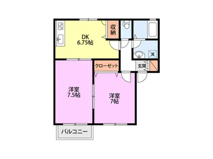 ノースタウン(2DK/2階)の間取り写真