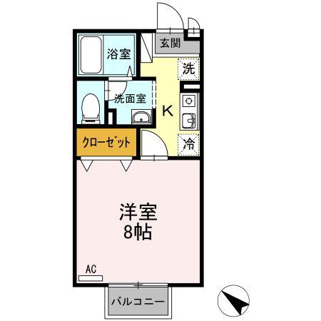 セジュールアンバタ(1K/2階)の間取り写真