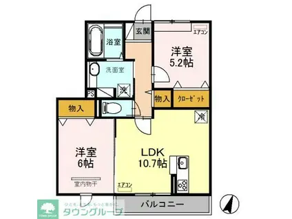 ティサージュ(2LDK/2階)の間取り写真