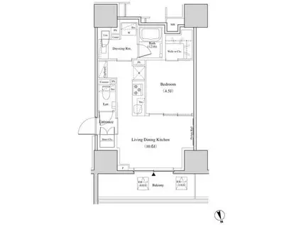 ザ・パークハビオ北千住(1LDK/3階)の間取り写真