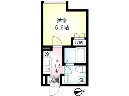エルム山手(1K/1階)の間取り写真