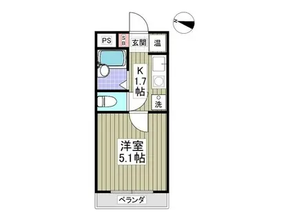 インティメイトハイツ(1K/4階)の間取り写真