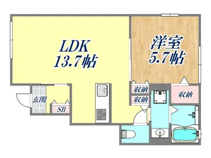 フロレゾン(1LDK/1階)の間取り写真