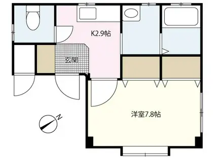 レトアYH(1K/1階)の間取り写真
