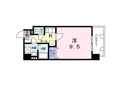 キャッスルメイト 新町(1K/4階)の間取り写真