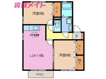 クレストZ(2LDK/1階)の間取り写真