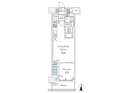 フロンティアレジデンス錦糸公園(1LDK/6階)の間取り写真