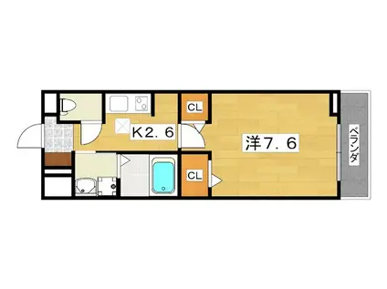 ラッフィナート ソレイユ(1K/1階)の間取り写真