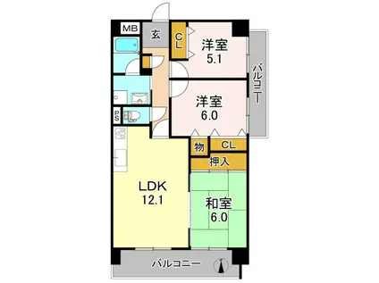 パストラル長原(3LDK/4階)の間取り写真