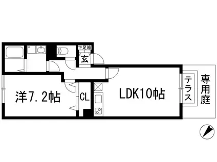 メロディーヒルズ(1LDK/1階)の間取り写真