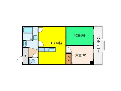 ロイヤルハイツ土佐堀(2LDK/5階)の間取り写真