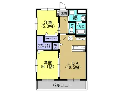 プランドール T(2LDK/2階)の間取り写真