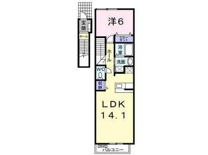 ウエスト 多米(1LDK/2階)の間取り写真