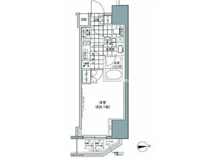 パークハビオ上野3丁目(1K/5階)の間取り写真