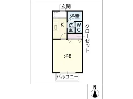 サン・FRIENDS芳ケ崎B(1K/2階)の間取り写真